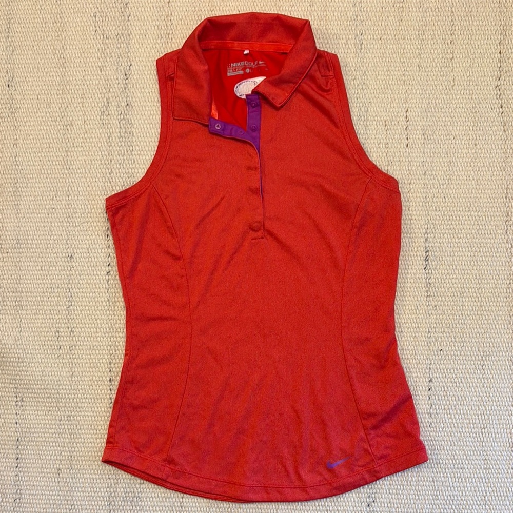 Nike Women's Red Sleeveless Polo Golf Top - Size small